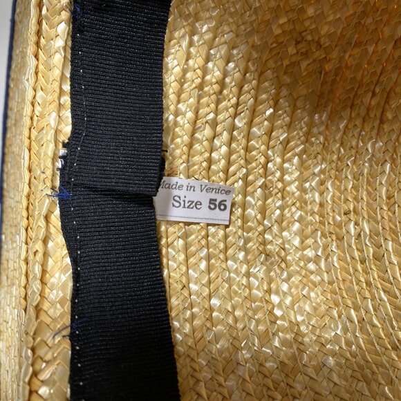 JIMMY CHOO x MYTHERESA Natural Straw Navy Trim 'Panama' Hat - Picture 7 of 9